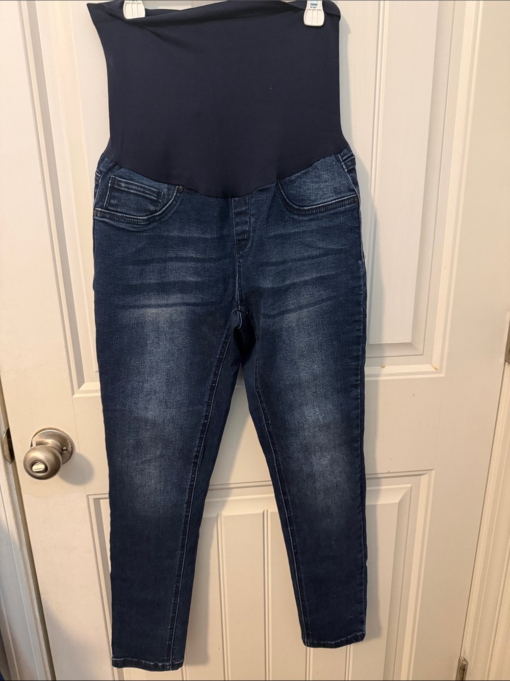 Blue Savvy Dark Blue Maternity Jeggings with Stretch Panel